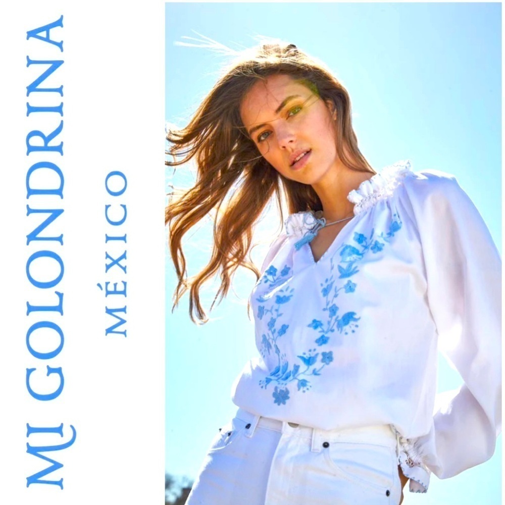 Mi Golondrina Selma Celeste blouse